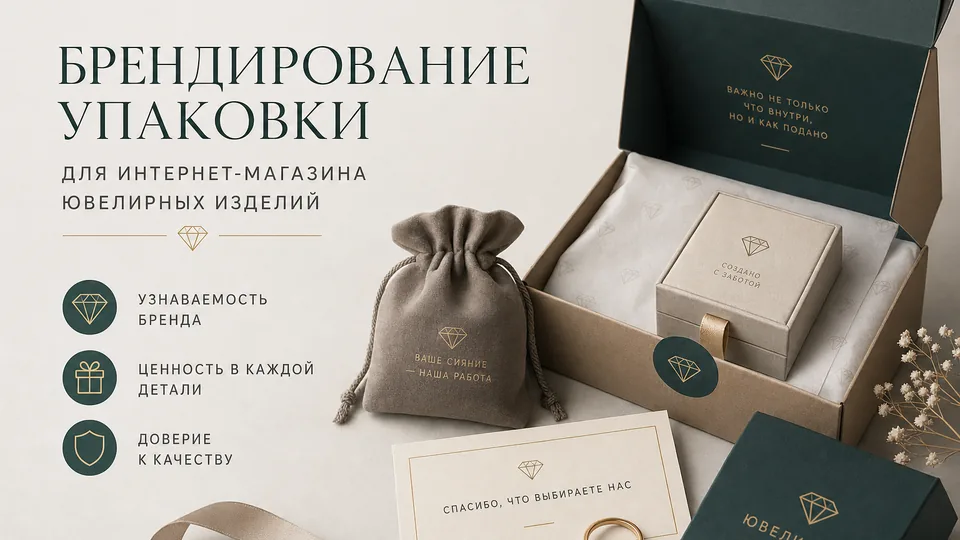 Брендирование упаковки для интернет-магазина ювелирных изделий: разбор на примере вымышленного бренда