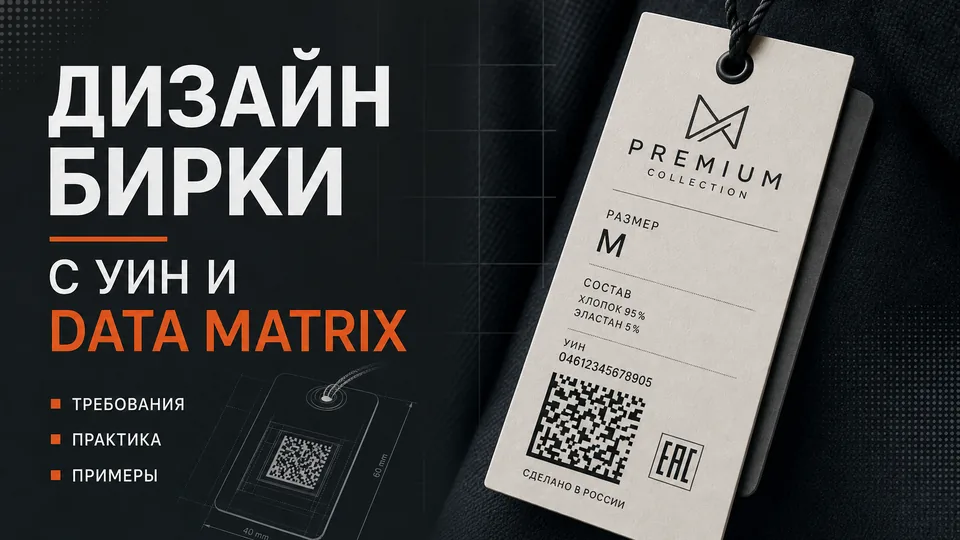 Дизайн бирки с УИН и Data Matrix: как правильно разместить элементы