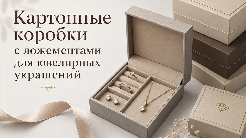 Картонные коробки с ложементами для ювелирных украшений: как заказать упаковку под оптовый тираж