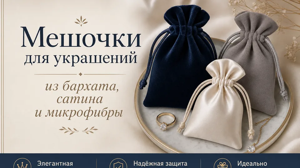 Мешочки для украшений из бархата, сатина и микрофибры