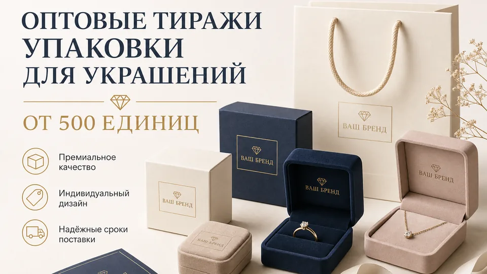Оптовые тиражи упаковки для украшений от 500 единиц