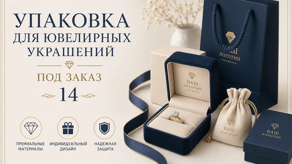 Упаковка для ювелирных украшений под заказ: коробки, футляры и брендирование оптом с печатью логотипа