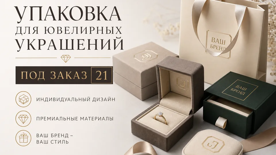 Упаковка для ювелирных украшений под заказ: коробки, футляры и брендирование оптом от производителя