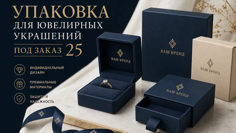 Упаковка для ювелирных украшений под заказ: коробки, футляры и брендирование оптом с доставкой по России и СНГ