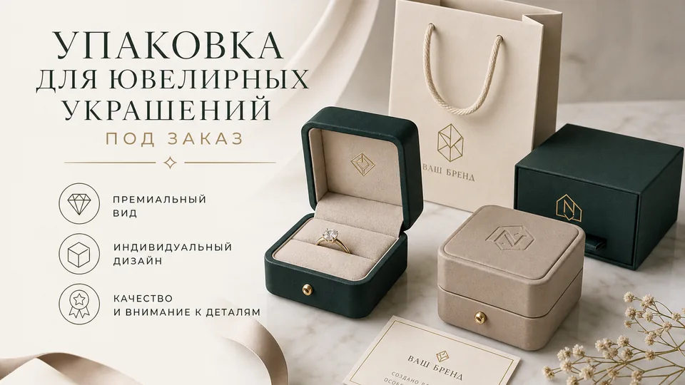 Упаковка для ювелирных украшений под заказ: коробки, футляры и брендирование для магазинов и мастерских