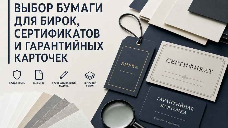 Выбор бумаги для бирок, сертификатов и гарантийных карточек