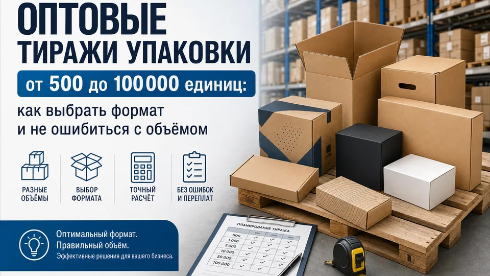 Оптовые тиражи упаковки от 500 до 100000 единиц: как выбрать формат и не ошибиться с объёмом