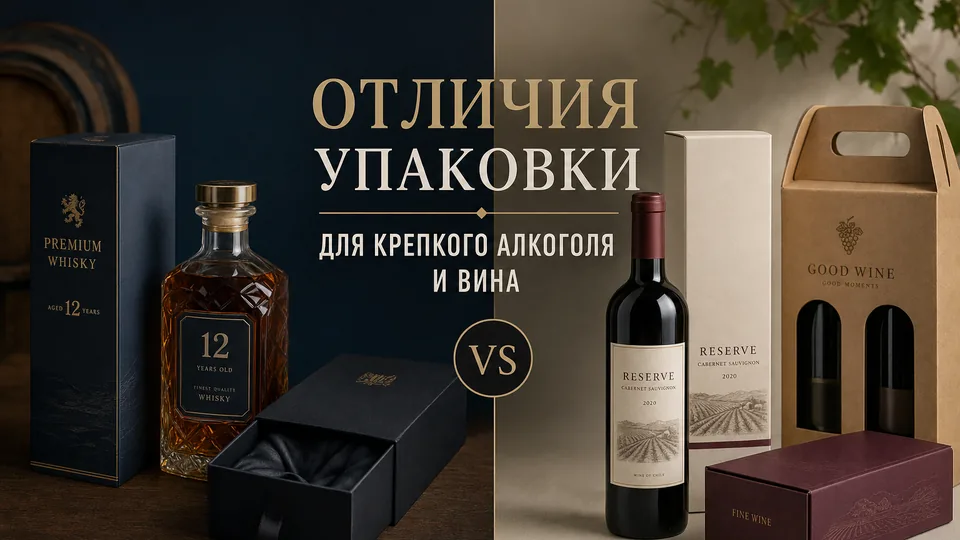 Отличия упаковки для крепкого алкоголя и вина