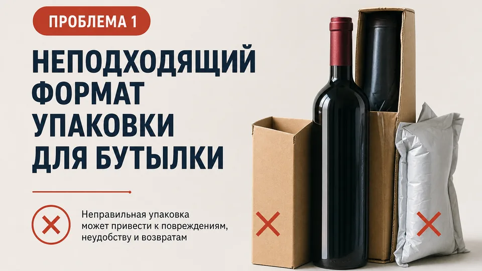 Проблема 1. Неподходящий формат упаковки для бутылки